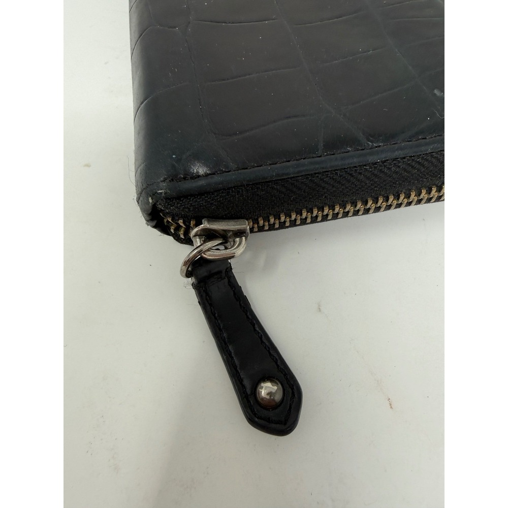 COACH Crocodile Embossed Leather Accordion Black Wallet 8‎ inches - Picture 6 of 16